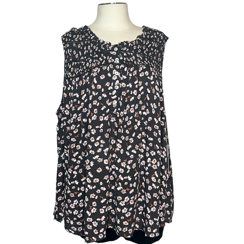 Caffe Marrakesh floral printed bohemian oversized tank blouse size 3X NWT